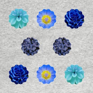 Mixed Blue Flowers Photo Set Pack T-Shirt